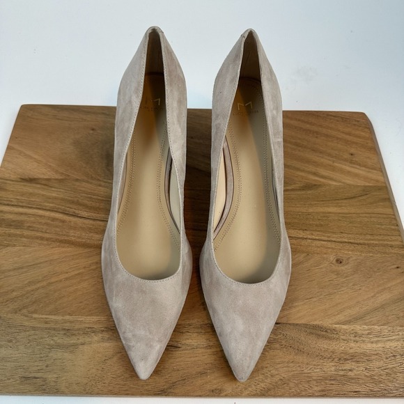 New Womens Marc Fisher Zala Nude Suede Classic‎ Pointed Block Heels Size 11 M - Picture 4 of 8